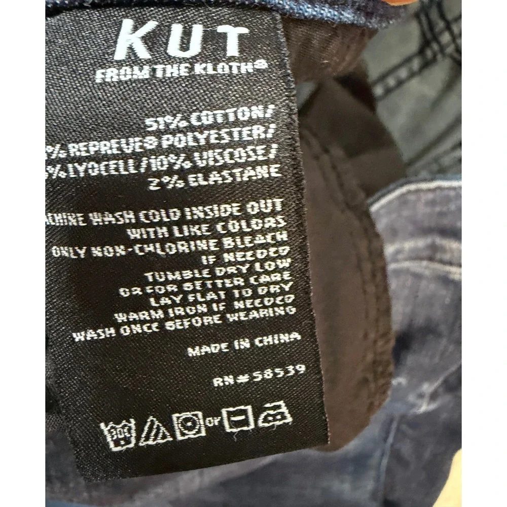 KUT from the Kloth Donna High Rise Ankle Skinny Jeans Dark Wash Raw Hem 14